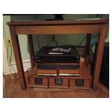 Wooden table 26x32x16.5 and 2 VHS storage units