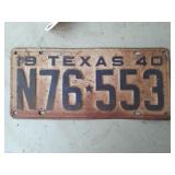1940 Texas license plate