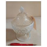 Glass candy dish w/ lid 7"