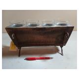 Cute metal & wood candle decor 7.5 x 13.5
