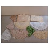 Asst crochet doilies, collars, tablecloths, etc