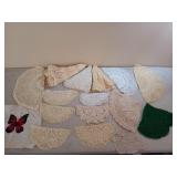 Asst crochet doilies, collars, tablecloths, etc