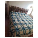 Oak King size bed w/ mattresses and bedding 48"