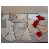 Asst crochet doilies, collars, tablecloths, etc