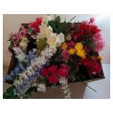 Large box of silk flowers