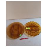 Set of two amber Tiara platters, one is for