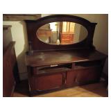 Walnut cabinet w/ beveled mirror 47x54x20