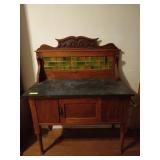 Walnut marble top tile back child