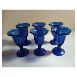 6 cobalt blue dessert glasses 6"