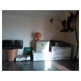 Adjustable light, vcr, plastic storage bin,