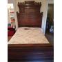 Eastlake walnut double bed w/ mattress & bedding