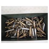 Metal ammo can of assorted used brass: 44 mag,