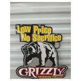 Metal grizzly smokeless tobacco sign 19 x 20