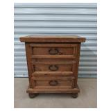 Pine 3 drawer nightstand 27 x 23 x 17.5