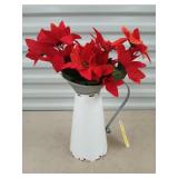 Metal pitcher turned vase 10"