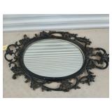 Oval ornately framed mirror, needs love to