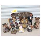 Asst figurines, basket