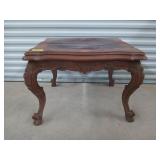 Walnut side table 22x23x29 has wear cracks