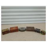 6 asst jewelry / trinket boxes, music box