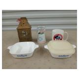 2 small CorningWare dishes, one lid, other