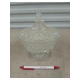 Cut glass candy dish with lid 6.5"