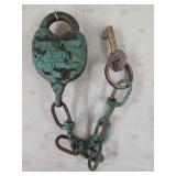 Antique Missouri Pacific lines lock and key