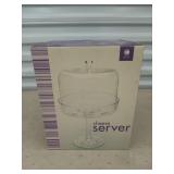 Glass cheese server, new