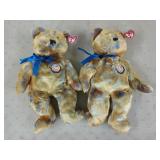 2 Ty beanie babies Clubby III in display case