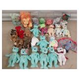 35 asst Ty beanie babies, display boxes in