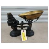 Victor England cast iron scale w/ weights