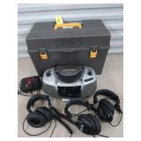 Plano tackle box 14x21x11 w/ 3 headsets, Coby AM