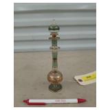 Egyptian glass perfume bottle with stopper 7"