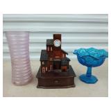 Wooden jewelry box, vase, candy dish, has cracks