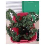 Christmas decor in 20 gallon plastic tub with lid