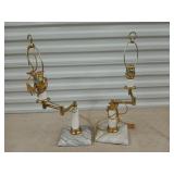 2 marble base lamps 19"