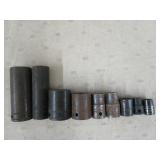 9 ct Snap-on misc 1/2" drive metric sockets