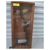 Stone head war club in wooden display box