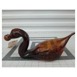 Amber glass duck bottle 11"