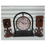 Table clock, metal star candle holders