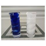 2 beautiful blown glass candle holders 6"