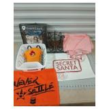 Couch guard, dish rack, twin XL sheets, candle