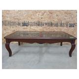 Coffee table w/ beveled glass inserts 16x52x26