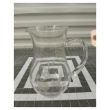 Avon etched crystal pitcher 8"