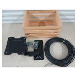 Wood crate 9.5 x 18 x 12.5, wall tv mount, coax