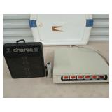 Plastic tote with lid & multi outlet box w/