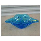 Lovely blue glass dish 14 x 2.5 x 8