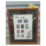 Framed law postage stamp collection 15.5 x 12.5