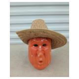 11" ceramic pumpkin w/ straw hat