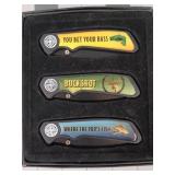 3 fishing/hunting knives: Texas fish and game,