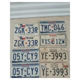 8 Texas license plates, 3 are sets